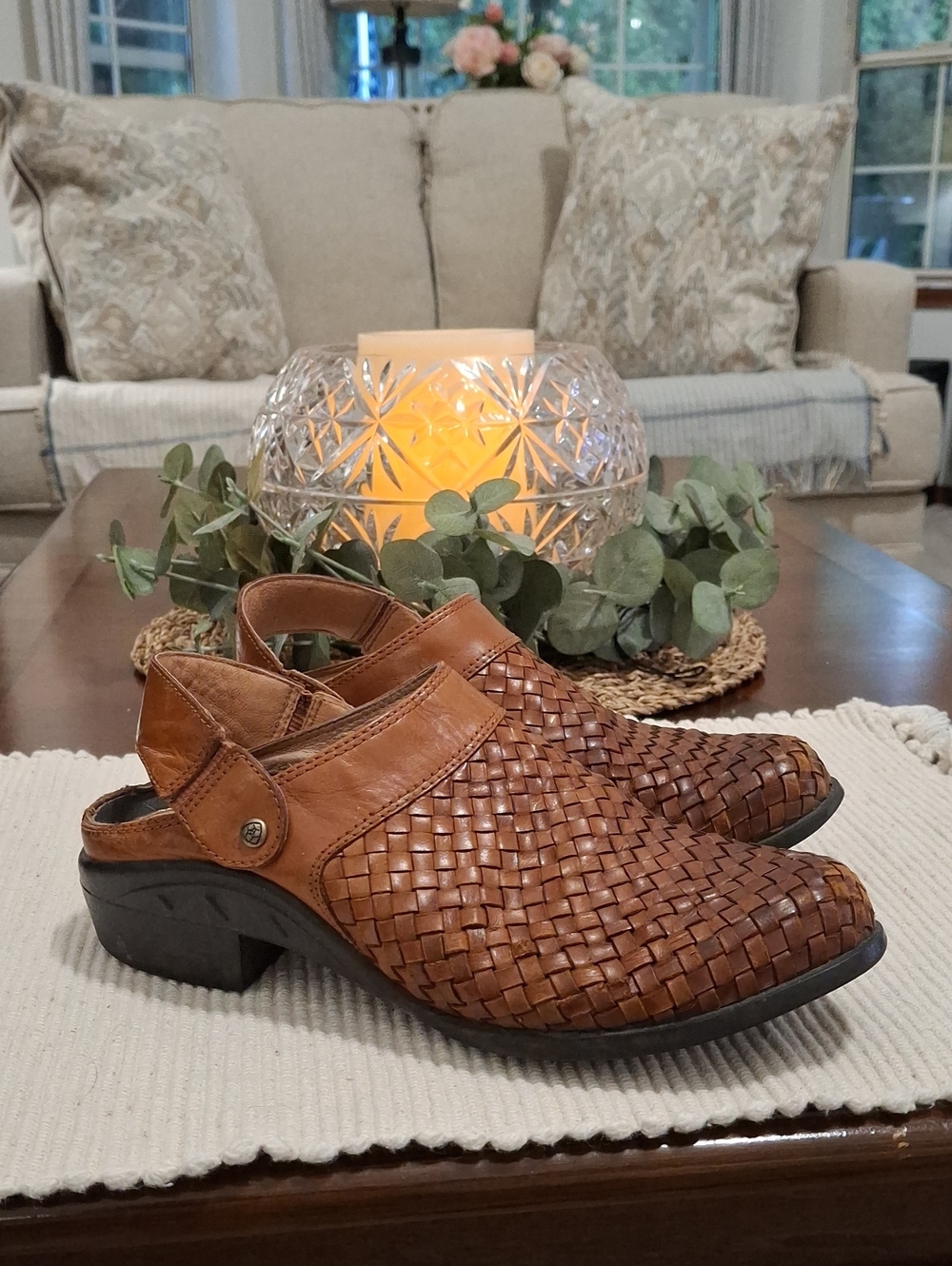 Ariat Women's Woven Leather Slingback Mules - Brown Size 7B